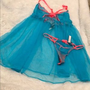 Victorias Secret Aqua & Orange Lingerie